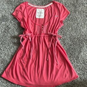 Hollister coral pink vintage Y2K babydoll top